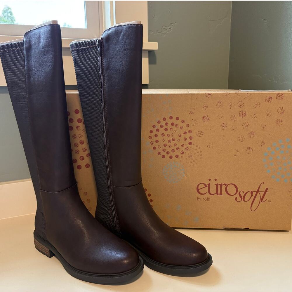 NWT Eurosoft by Sofft Britney Tall Boots Redwood Dark Brown size 8